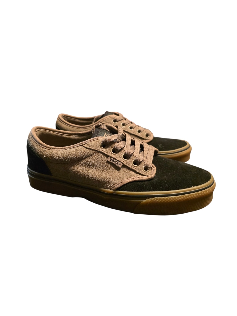Vans Two-Tone Suede Low-Top Sneakers in Tan and Black